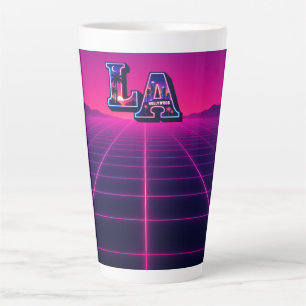 Caneca De Café Latte Arte de tipografia neon estilo Califórnia dos anos