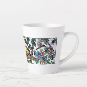 Caneca De Café Latte Arte De Vidro Escondida Blossomas E Aves Bonitas