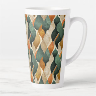 Caneca De Café Latte Arte Deco Abstrato Vintage Folha Tom Terroso
