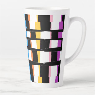 Caneca De Café Latte Arte design preto com madeira bordas coloridas