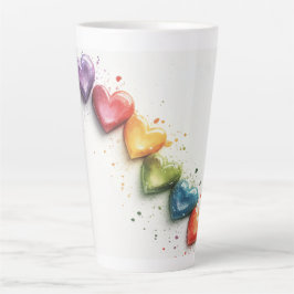 Caneca De Café Latte Arte Digital Rainbow Hearts