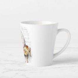 Caneca De Café Latte Arte do café da manhã de monstro de açúcar branco