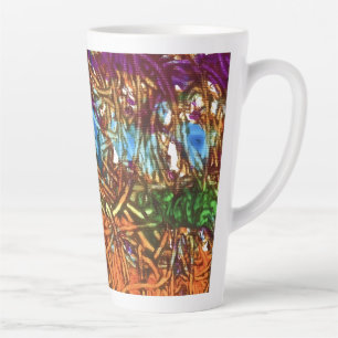 Caneca De Café Latte Arte em mármore laranja, verde, azul e roxo