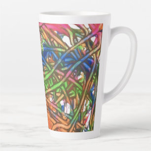 Caneca De Café Latte Arte em mármore rosa, azul, verde, laranja