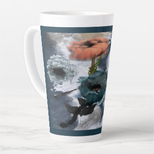 Caneca De Café Latte Arte Floral Abstrata