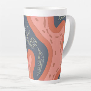 Caneca De Café Latte Arte Floral Botânica do Recife de Coral Orgânico