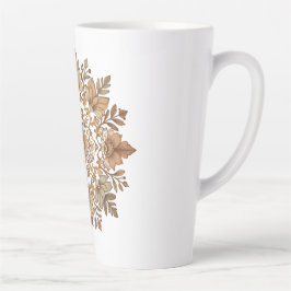 Caneca De Café Latte Arte Floral Mandala Intrincado Tons Marrons
