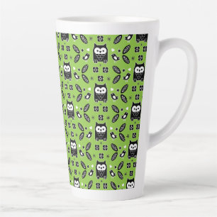 Caneca De Café Latte Arte Folclórica da Coruja Escandinava