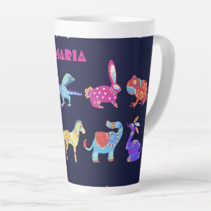 Caneca De Café Latte Arte Folclórica Personalizada de Animais Mexicanos