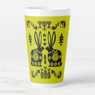 Caneca De Café Latte Arte Foliar Nórdica Escandinava do Coelho