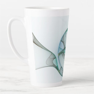 Caneca De Café Latte Arte Fracional Abstrata Moderna Azul Turquesa Cinz