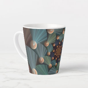 Caneca De Café Latte Arte Fractal abstrato com Azul De Chapa Marrom Pro