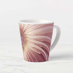 Caneca De Café Latte Arte fractal de flor abstrata e tons de Borgonha