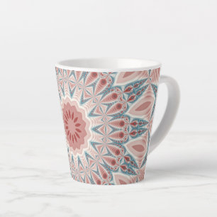 Caneca De Café Latte Arte Fractal do Caleidoscópio Moderno em greve