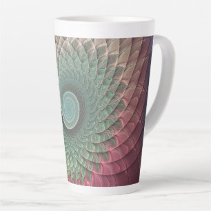 Caneca De Café Latte Arte Fractal Moderna Colorida Caracol Abstrato