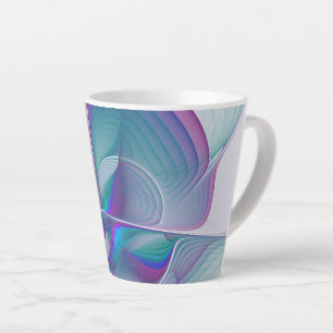 Caneca De Café Latte Arte Fractal Turquesa Azul Cor-de-Rosa Moderna