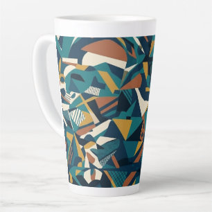 Caneca De Café Latte Arte Geométrica Abstrata Moderna - Laranja Teal Re
