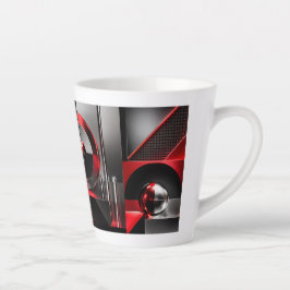 Caneca De Café Latte Arte Geométrico Abstrato Dinâmico Presente Vermelh