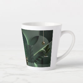 Caneca De Café Latte Arte Geométrico Abstrato Elegante em Verde Escuro