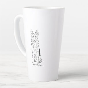 Caneca De Café Latte Arte Minimalista de Linha do Cão Pastor Alemão