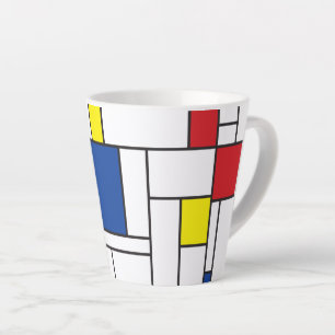 Caneca De Café Latte Arte Moderna De Stijl Geométrica Minimalista Mondr