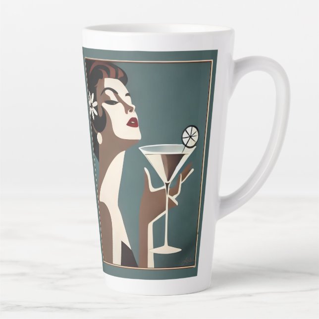 Caneca De Café Latte Arte Moderno de Meados do Século A Diva do Martini (Direita)