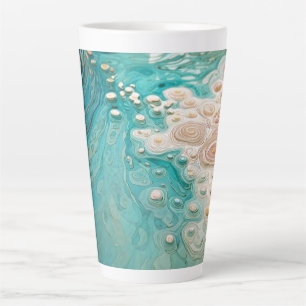 Caneca De Café Latte Arte Oceânico Topográfico Abstrato