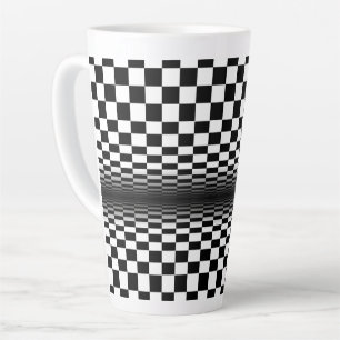 Caneca De Café Latte arte óptica contraste preto branco