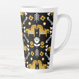 Caneca De Café Latte Arte popular sobre cavalos escandinavos