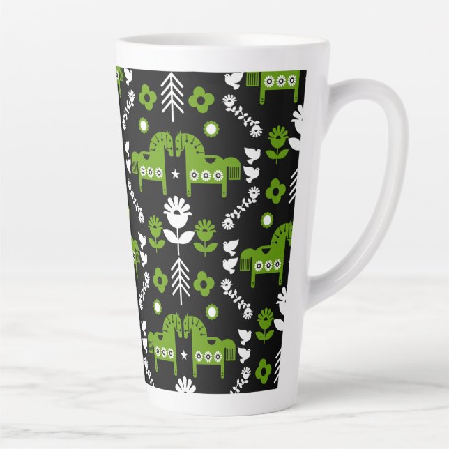 Caneca De Café Latte Arte popular sobre cavalos escandinavos (Direita)