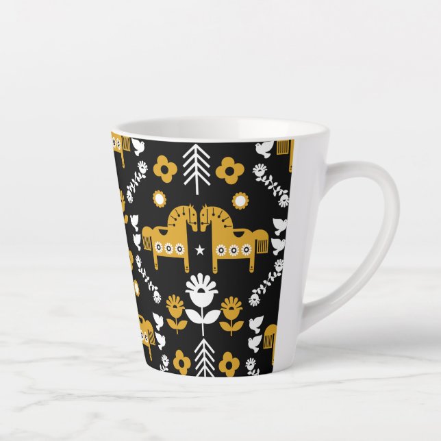 Caneca De Café Latte Arte popular sobre cavalos escandinavos (Direita)