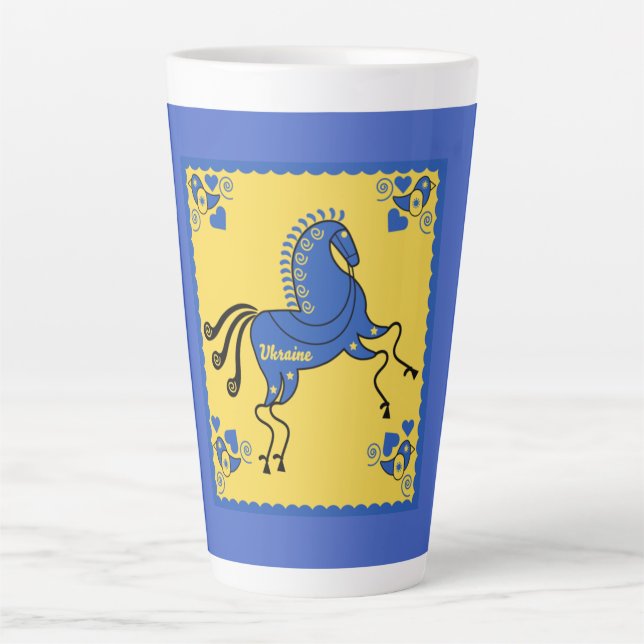Caneca De Café Latte Arte popular tradicional da Ucrânia (Frente)