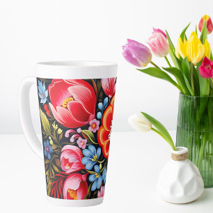 Caneca De Café Latte Arte popular tradicional ucraniana de Petrikivka