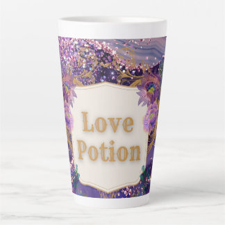 Caneca De Café Latte Arte púrpura da poção do amor por Renee Lavoie
