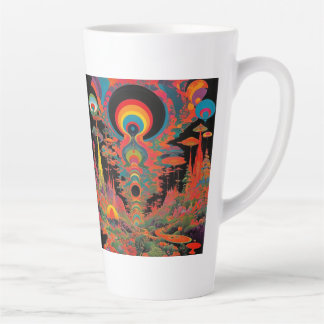 Caneca De Café Latte Arte Retro Psicodélico dos Anos 1960 Trippy Vintag