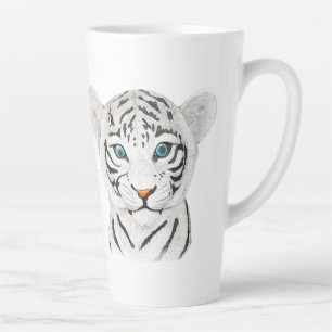 Caneca De Café Latte Arte Tigre Branco fofinho - Arte Fria