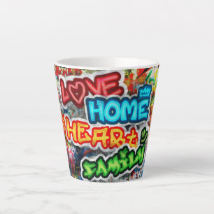 Caneca De Café Latte Arte Urbana Colorida Funky Graffiti Amor Casa Cora