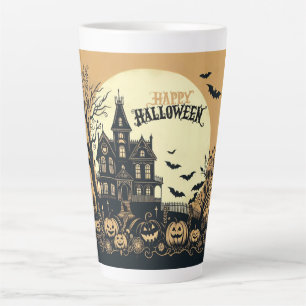 Caneca De Café Latte Arte vintage feliz Halloween