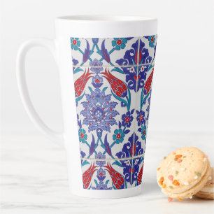 Caneca De Café Latte Arte visual floral de tulipa oriental arabesco tur
