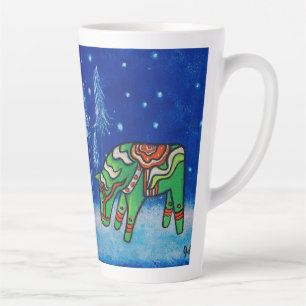 Caneca De Café Latte Arte Whimsical Green Dala Horse