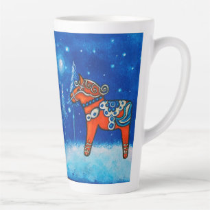 Caneca De Café Latte Arte Whimsical Red Dala Horse