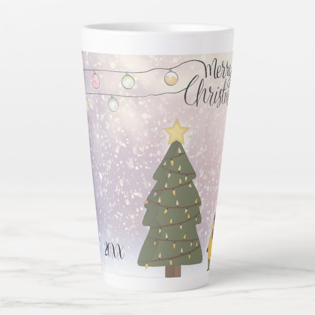 Caneca De Café Latte Arte Xmas Amarelo Datada (Frente)