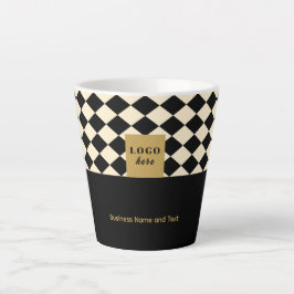 Caneca De Café Latte Artesanato preto e marfim Duo - Logotipo comercial