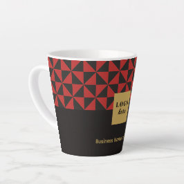 Caneca De Café Latte Artesanato preto e vermelho Duo - Logotipo comerci