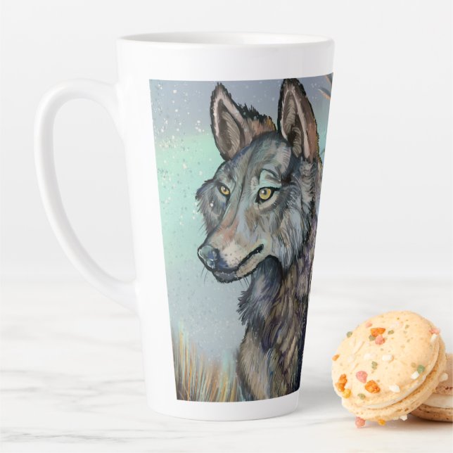 Caneca De Café Latte Artic Wolves Wintery Latte Mug (In Situ)