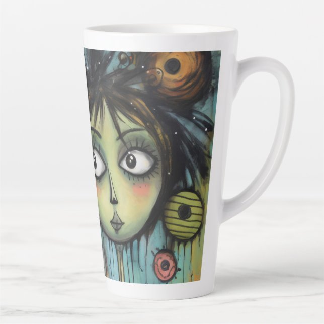 Caneca De Café Latte ArtLady 20 Encantada e angustiada (Direita)