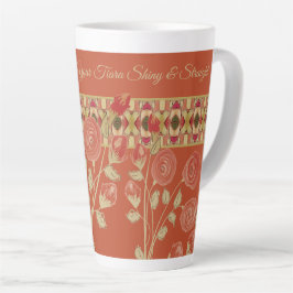 Caneca De Café Latte Artsy Floral Design