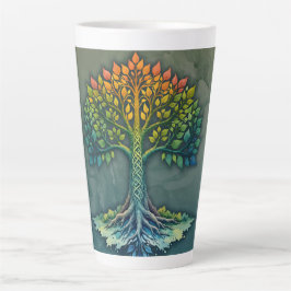 Caneca De Café Latte Árvore da Vida Mudando o Amanhecer