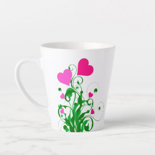 Caneca De Café Latte Árvore de Corações de Amor