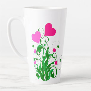 Caneca De Café Latte Árvore de Corações de Amor